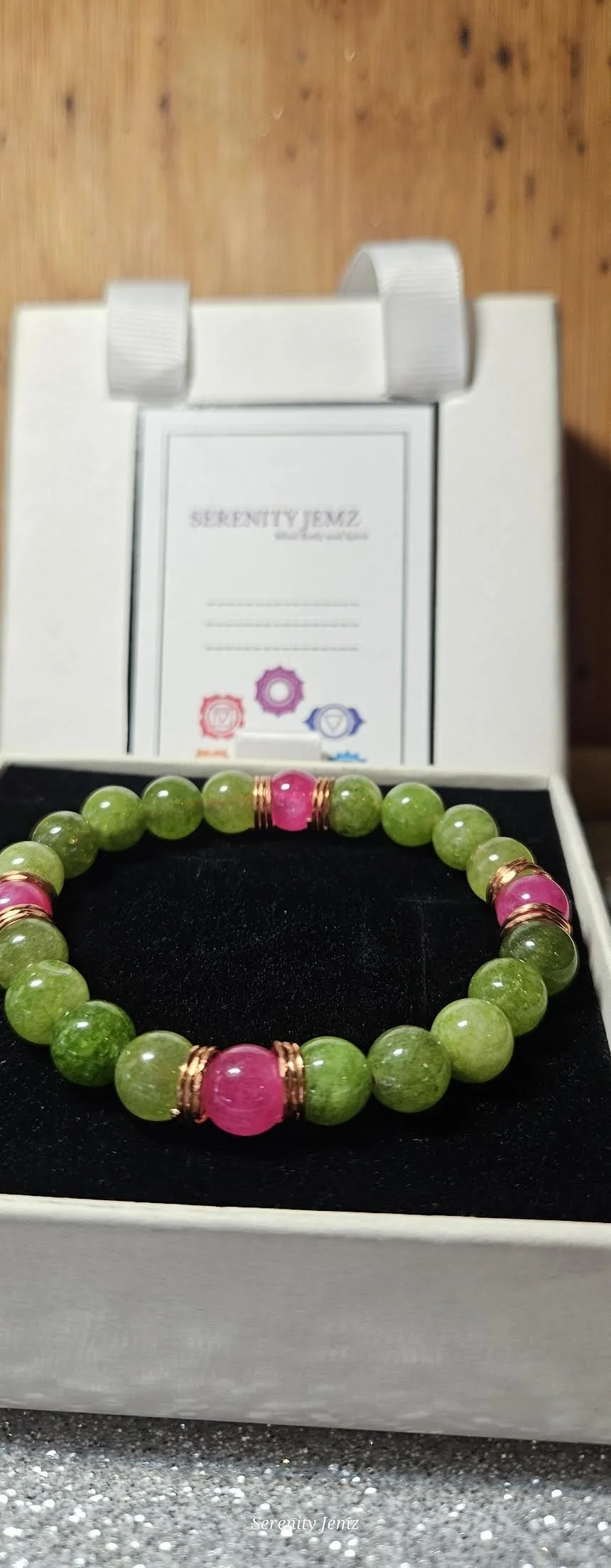 Peridot and Tourmaline w/ Copper wire StretchBracelet