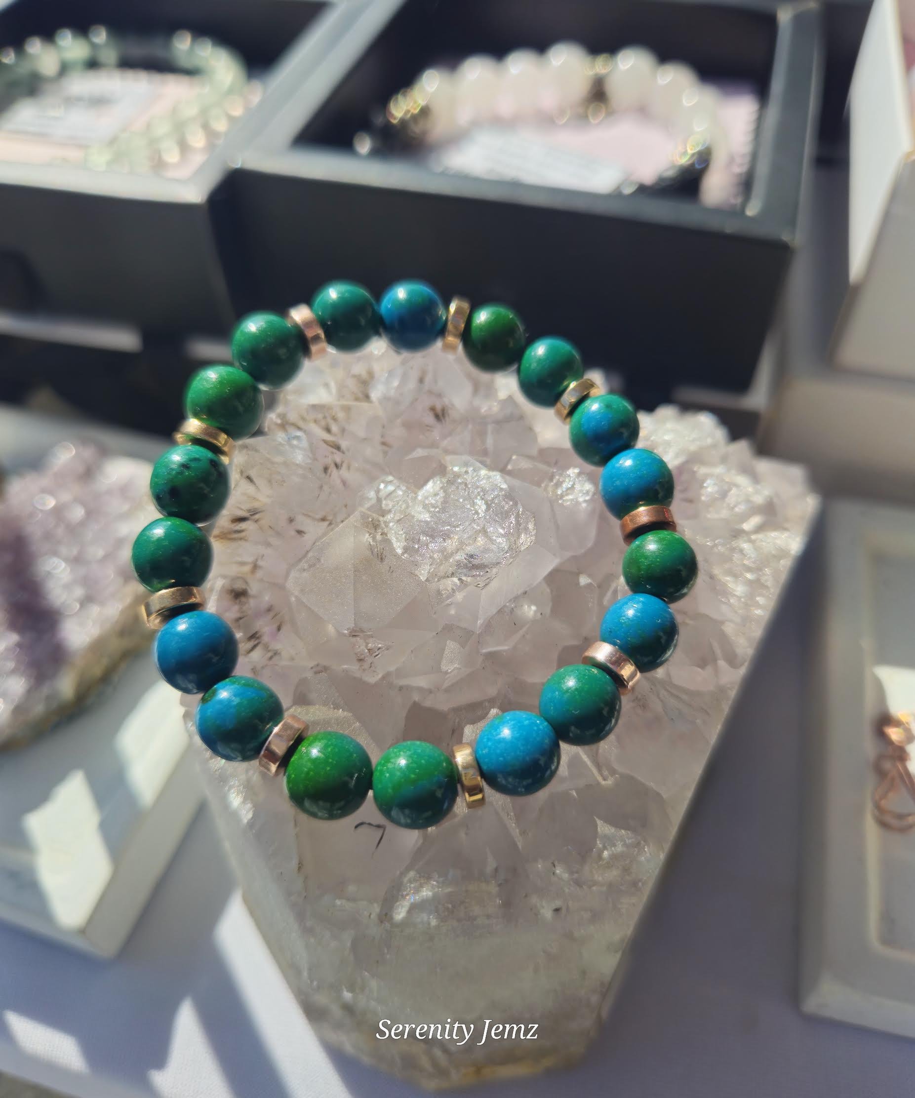 Kyanite Gemstone Bracelet with Copper-tone spacers