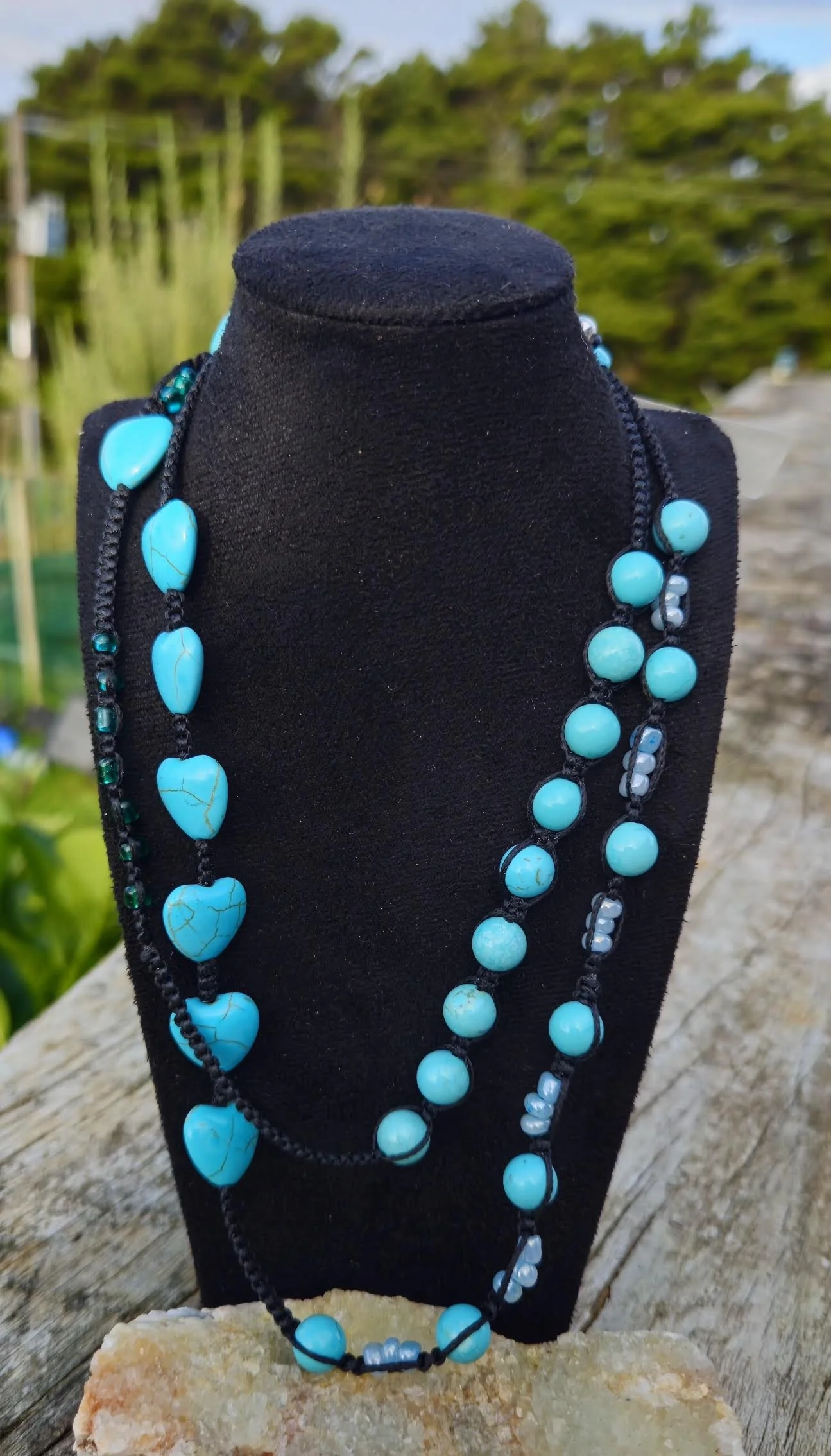 Blue Howlite Heart Gemstone Necklace