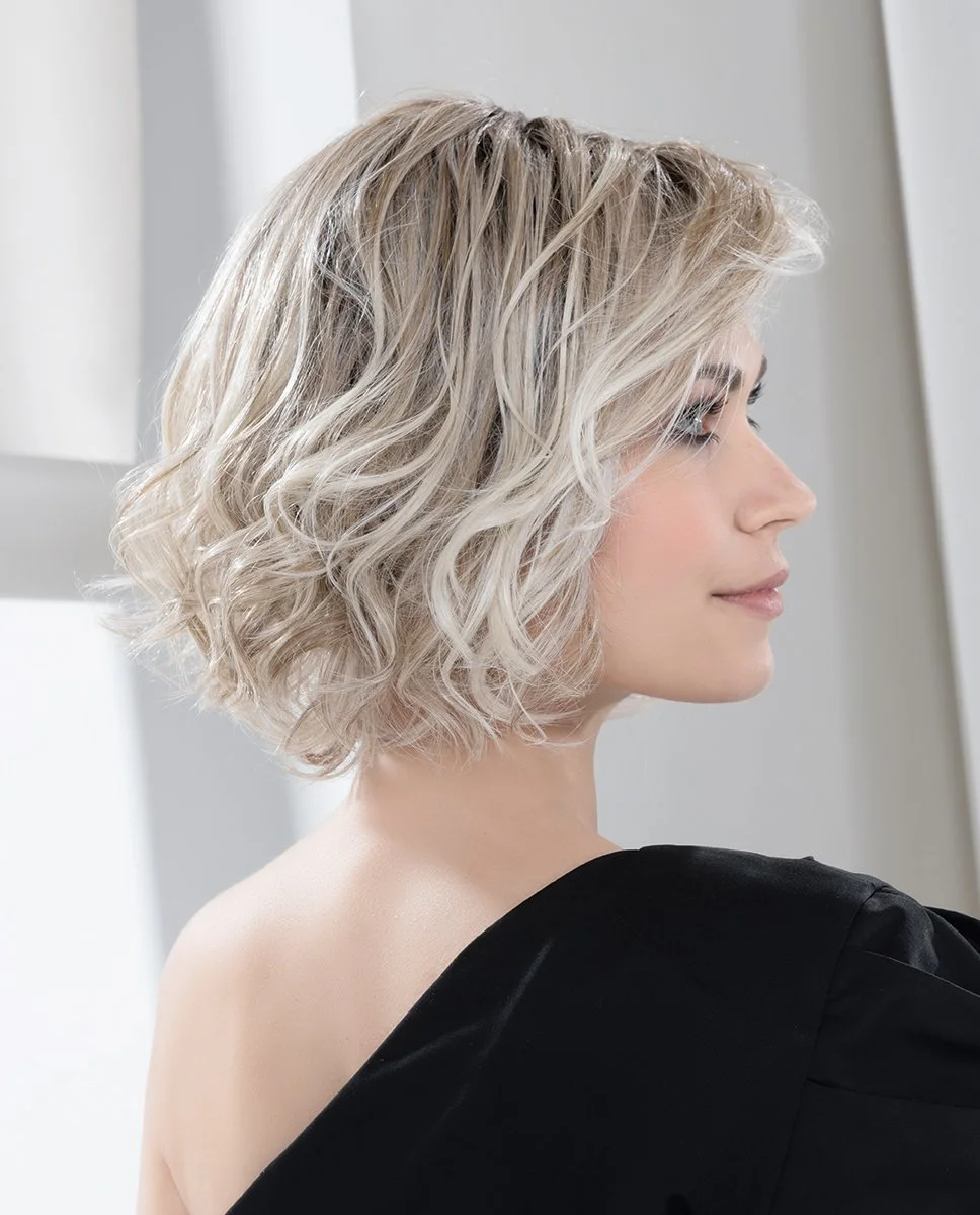 Short curly blonde wig with soft texture and lightweight shape