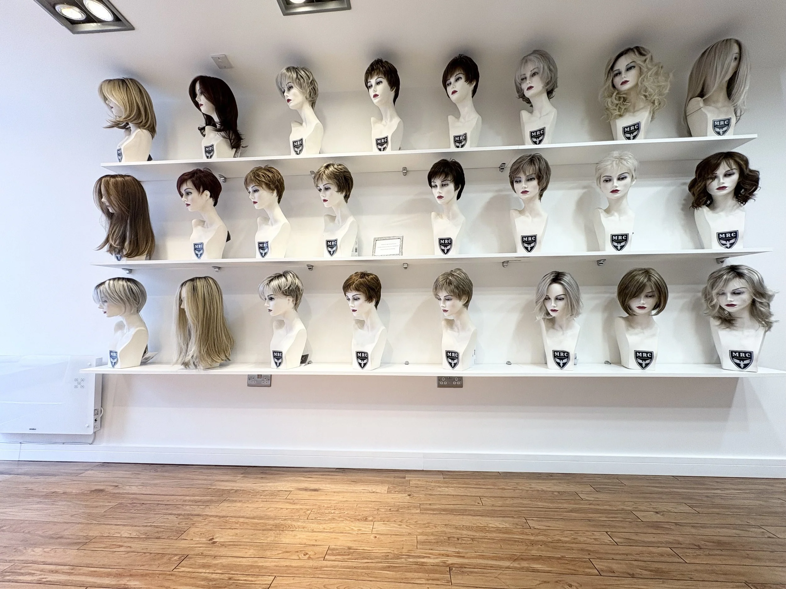 Extensive in-store collection allowing clients to try different styles and colours.