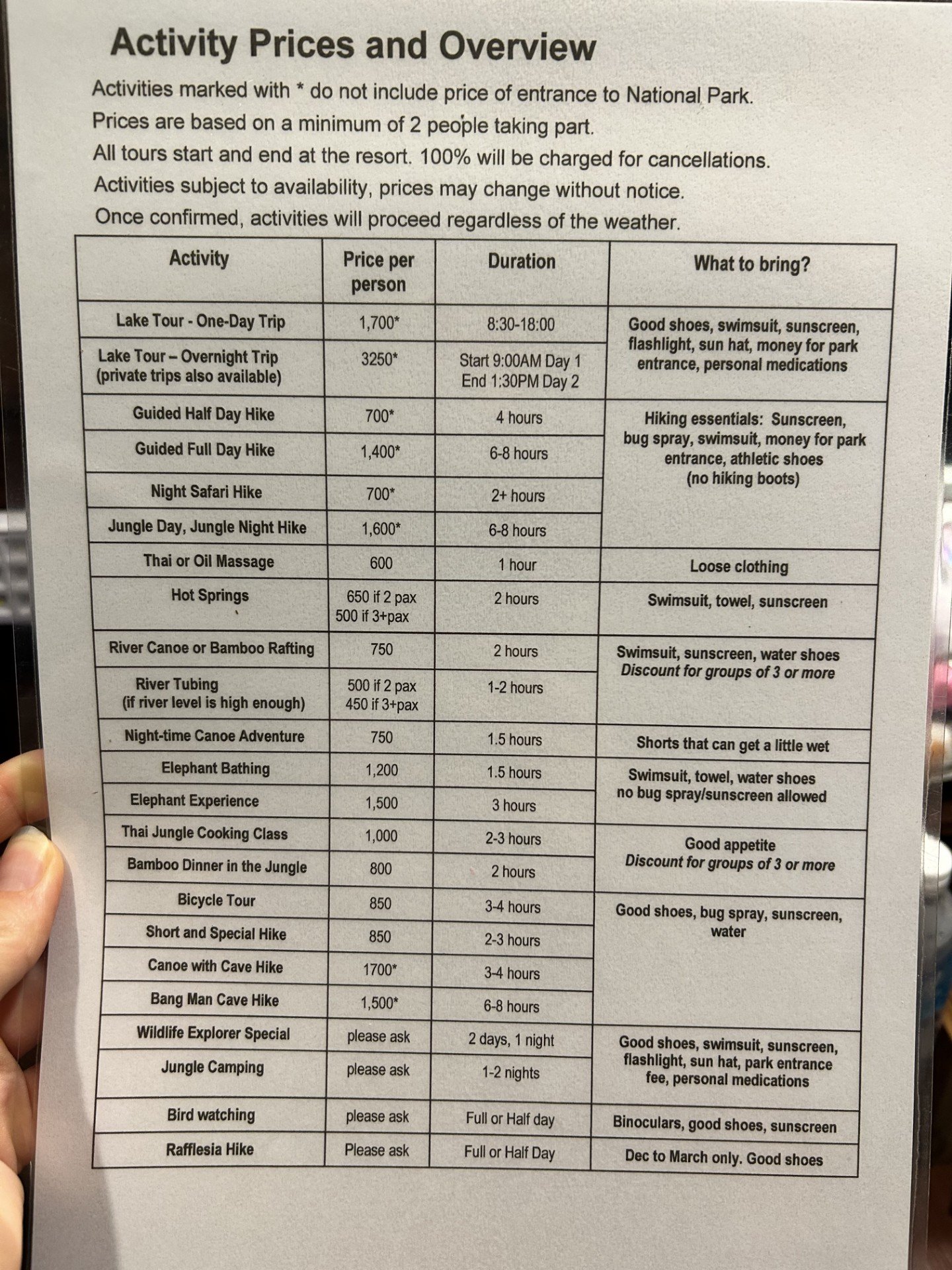 excursies in Khao sok