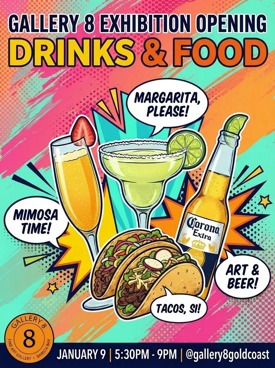 Next Event this Friday 9th January  from 5.30pm - Free Entry - Meet the Artist - Inessa Ivascanin - Art-Live DJ-Tapas-wine