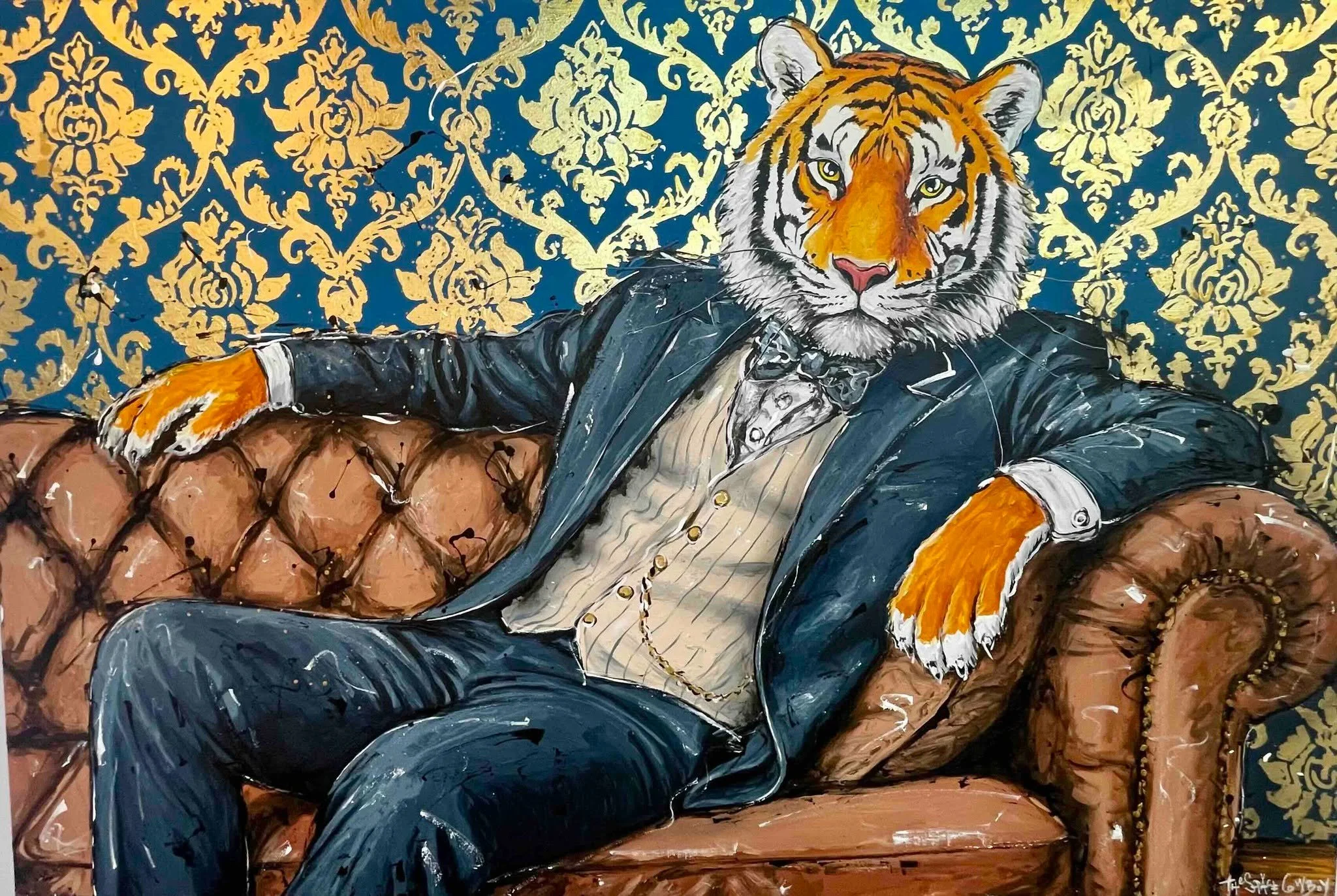Chilling in style.

A little luxury, a little attitude, and a whole lot of presence.

This statement piece brings together bold colour, rich texture and pure personality, the kind of artwork that owns the room before anyone says a word.

Now availabl