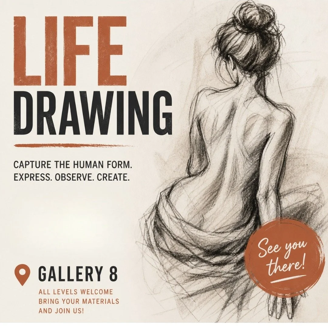 Life Drawing is back at Gallery 8 this Thursday 🎨

Join us from 6:00pm&ndash;8:30pmfor an untutored life drawing session.

$35 per person - all drawing materials included.

Come along, get creative and enjoy a relaxed evening of drawing at Gallery 8
