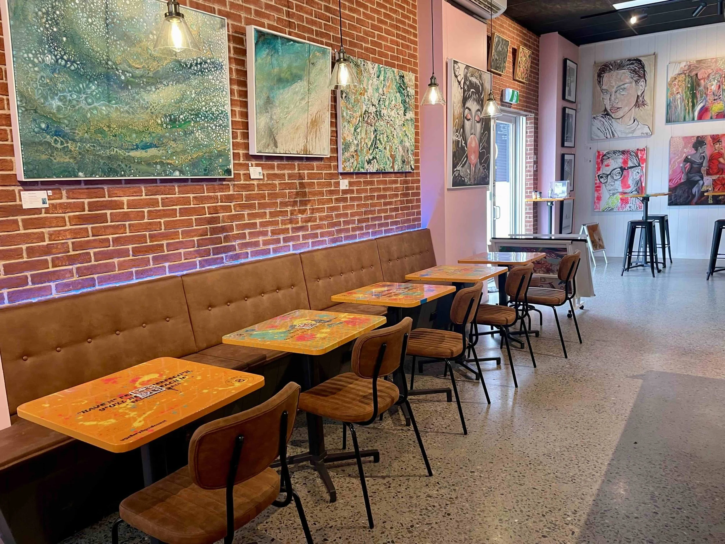 Bench seats with low tables 