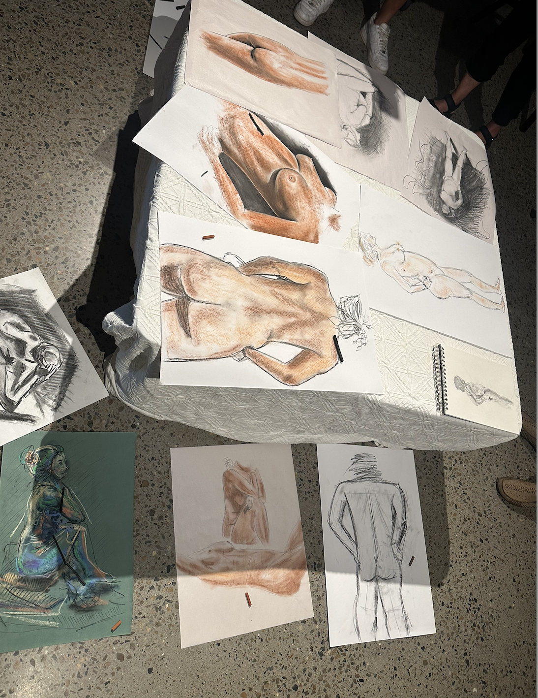 Life drawing session setup at Gallery 8 Gold Coast, a contemporary art gallery and creative space in Southport.”