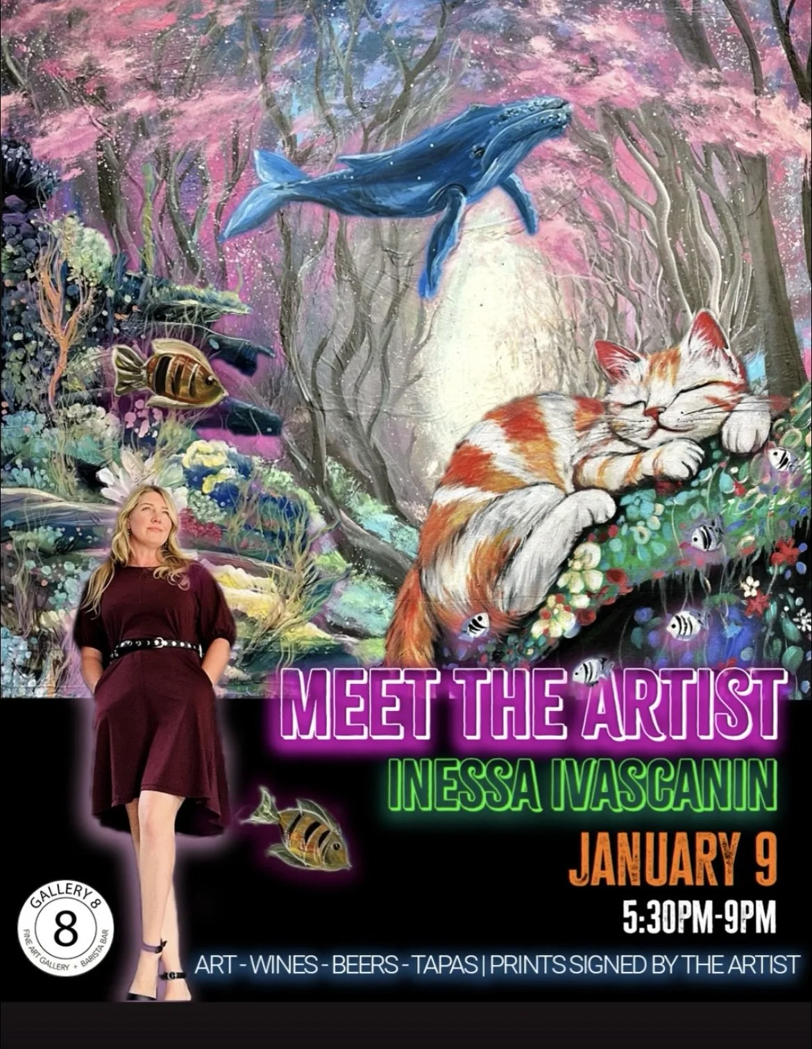 FRI JAN 9 2026 -5.30pm FREE EVENT  Meet the Artist- Inessa Ivascanin - Drinks,Tapas,music