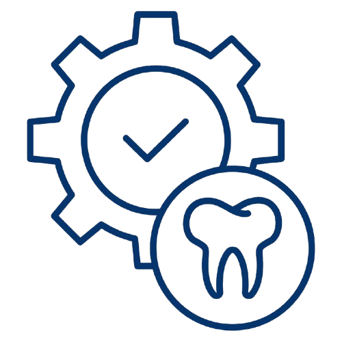 Zahnreinigungssymbol mit Zahn und Zahnarzt-Checkmark im Zahnrad