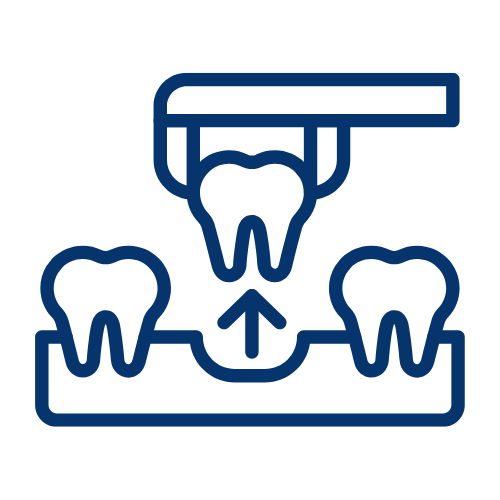 Zahnarztbohrgerät bei der zahnärztlichen Behandlung dreier Zähne.