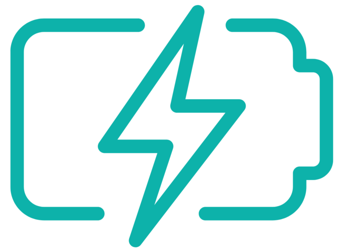 Outline of a brain with a lightning bolt in the center, indicating energy or power.