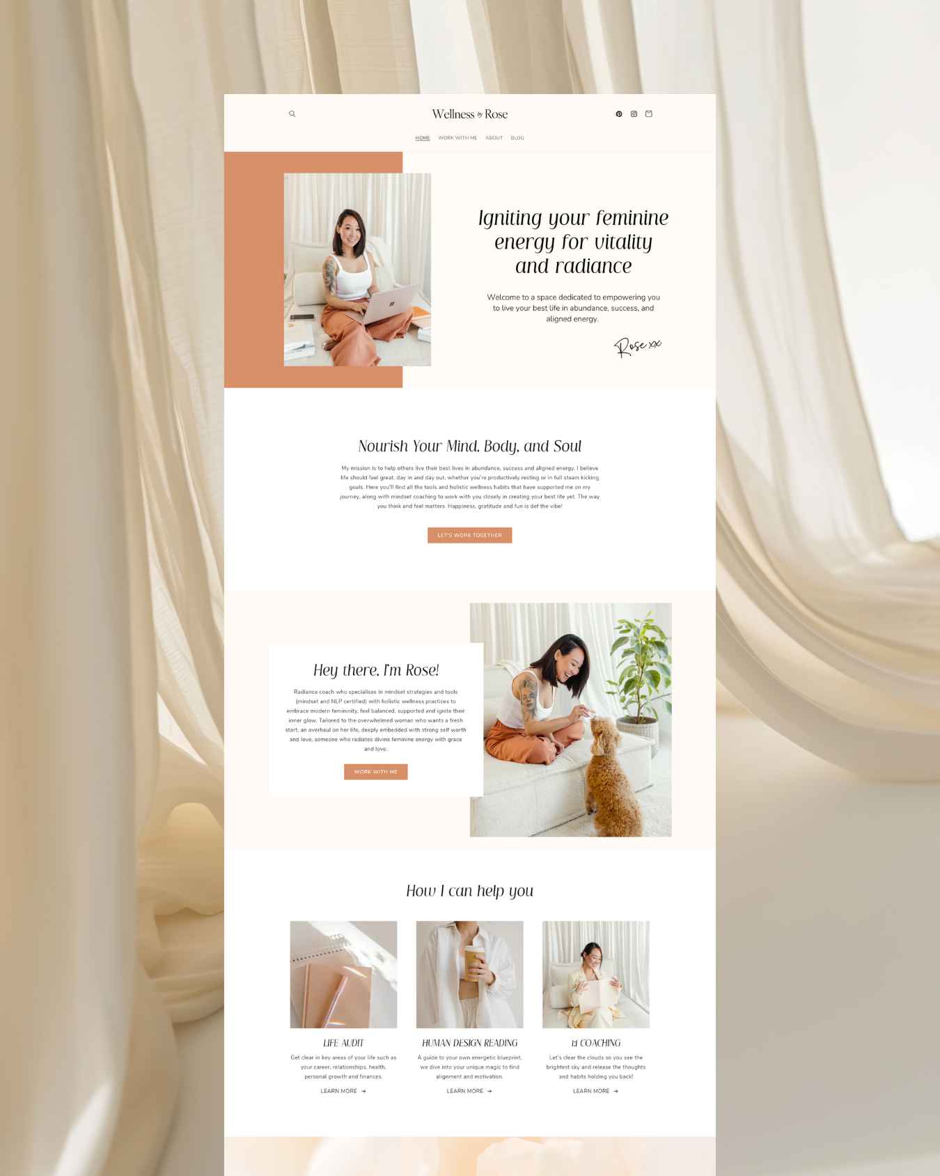 website design profesional pentru femei antreprenor brand personal, site web elegant și rafinat pentru brand personal feminin, website design minimalist feminin pentru femei antreprenor, prezență online profesională pentru brand personal feminin