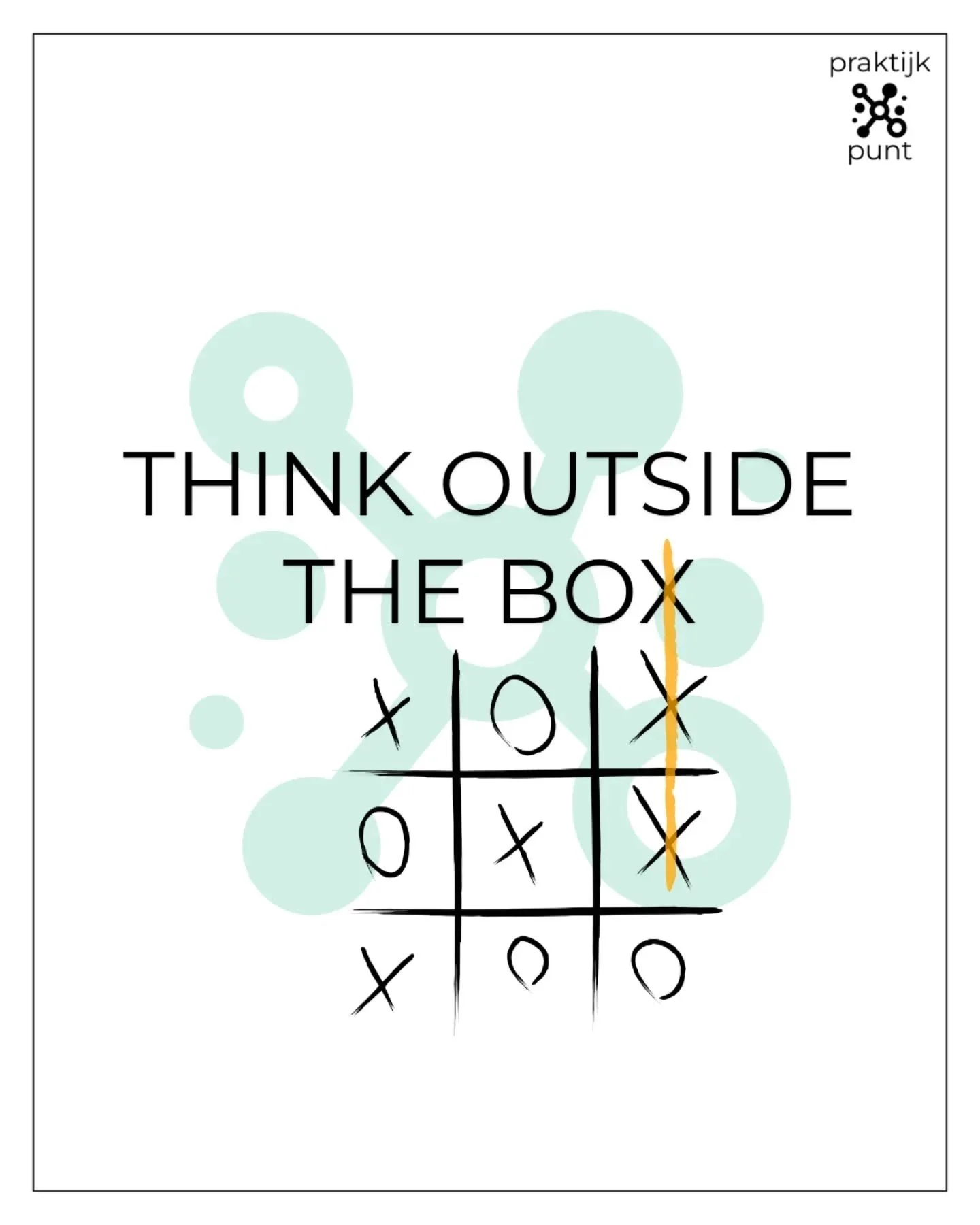 THINK OUTSIDE THE BOX. 

Out of the box denken is een #kwaliteit, een #talent 🍀 Het is een vorm van mentale creativiteit, waarbij je niet denkt in belemmeringen. Je zet juist je fantasie en verbeeldingskracht in zonder je te laten remmen door de sit