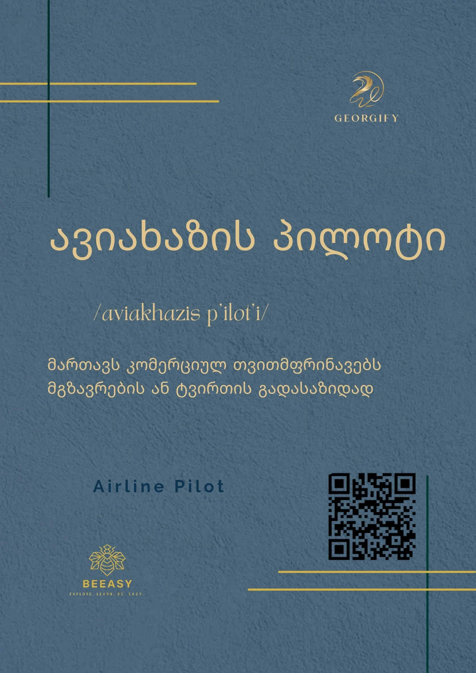 ავიახაზის პილოტი - /aviakhazis p'ilot'i/ - Airline Pilot