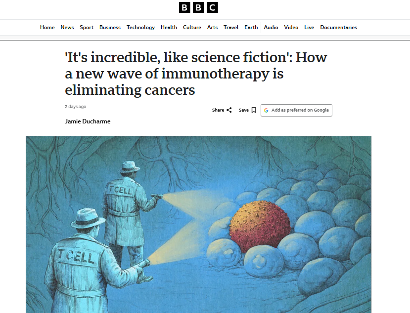 BBC - 'It's incredible, like science fiction': How a new wave of immunotherapy is eliminating cancers