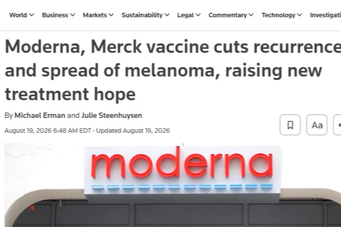 Moderna, Merck vaccine cuts recurrence and spread of melanoma, raising new treatment hope