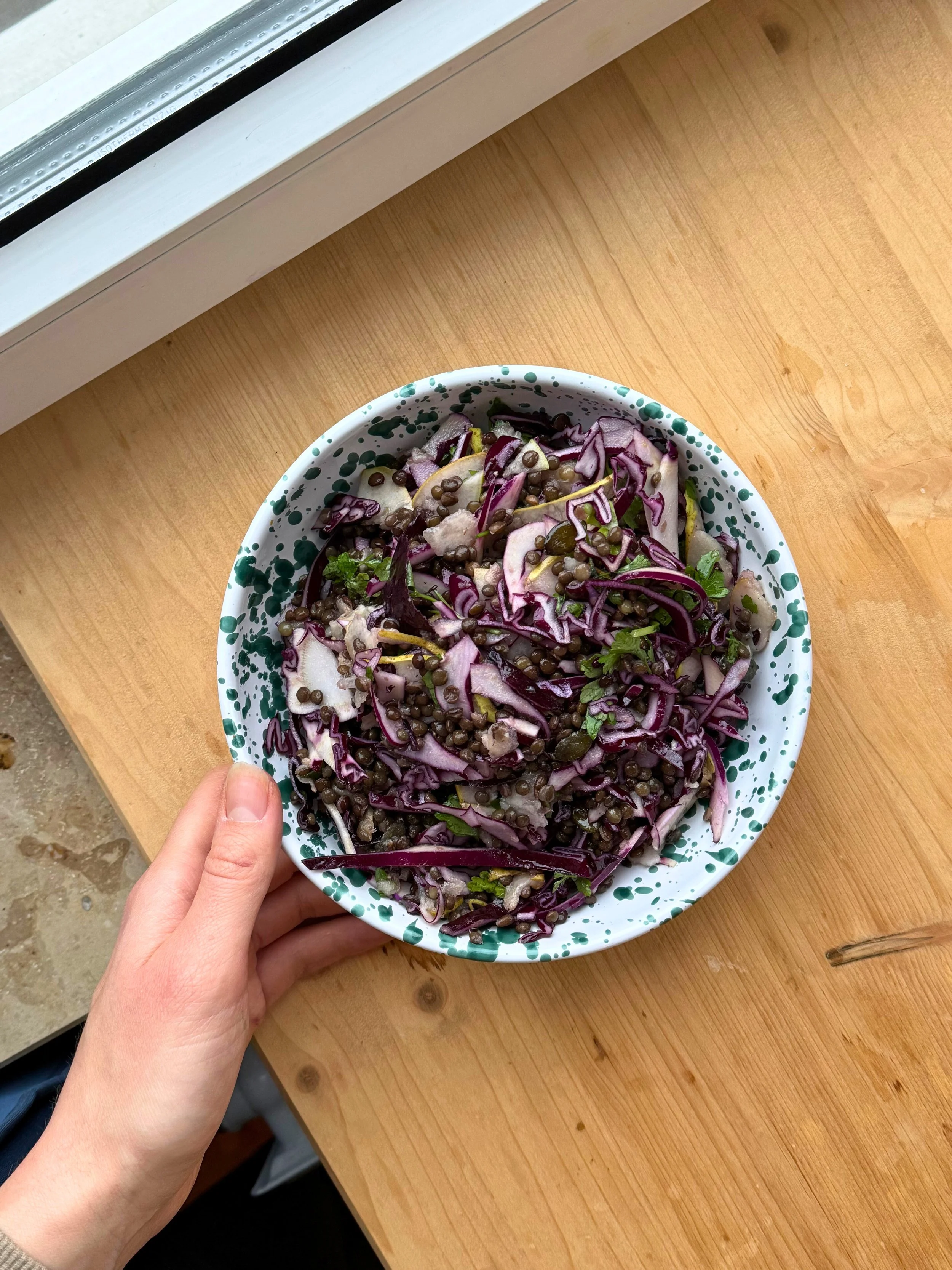 simple lentil &amp; cabbage salad