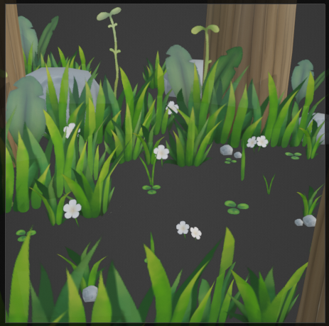 First setup idea was to make a grain path in the middle. I later changed that to water