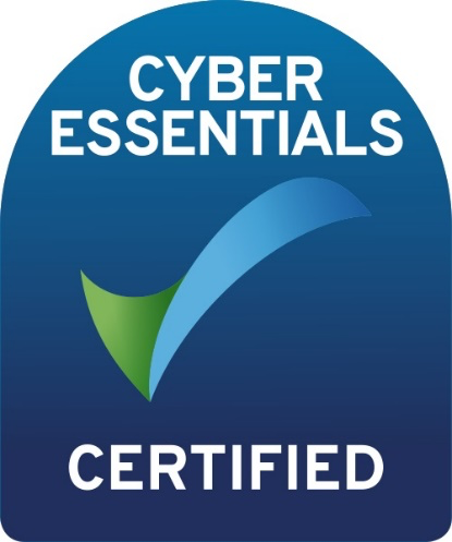 Cyber Essentials certified badge with a check mark icon.
