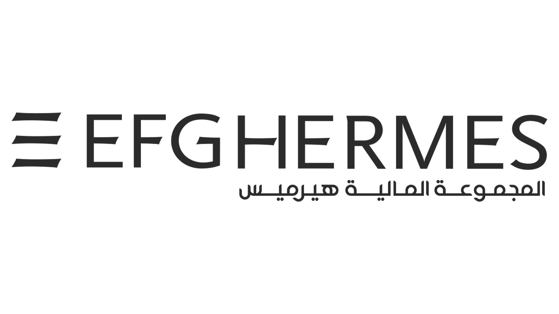 Logo of EFG Hermes with Arabic text beneath it.