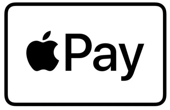 Apple Pay logo with black text and border