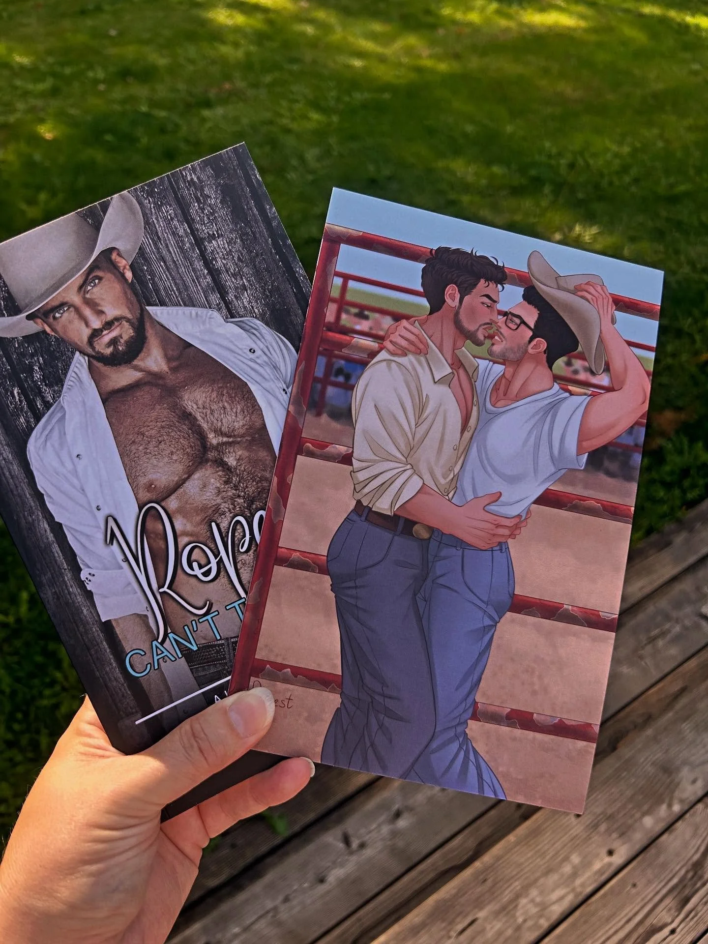 Stunning artwork again by @rey_vest with Hunter and Gabe brought to life in one of my (and readers!) favourite scenes: the cowboy hat rule. 

Have you read Ropers Can&rsquo;t Tie Knots yet? The cowboy hat rule waits for you.🥵

#cowboyhatrule #gaycow