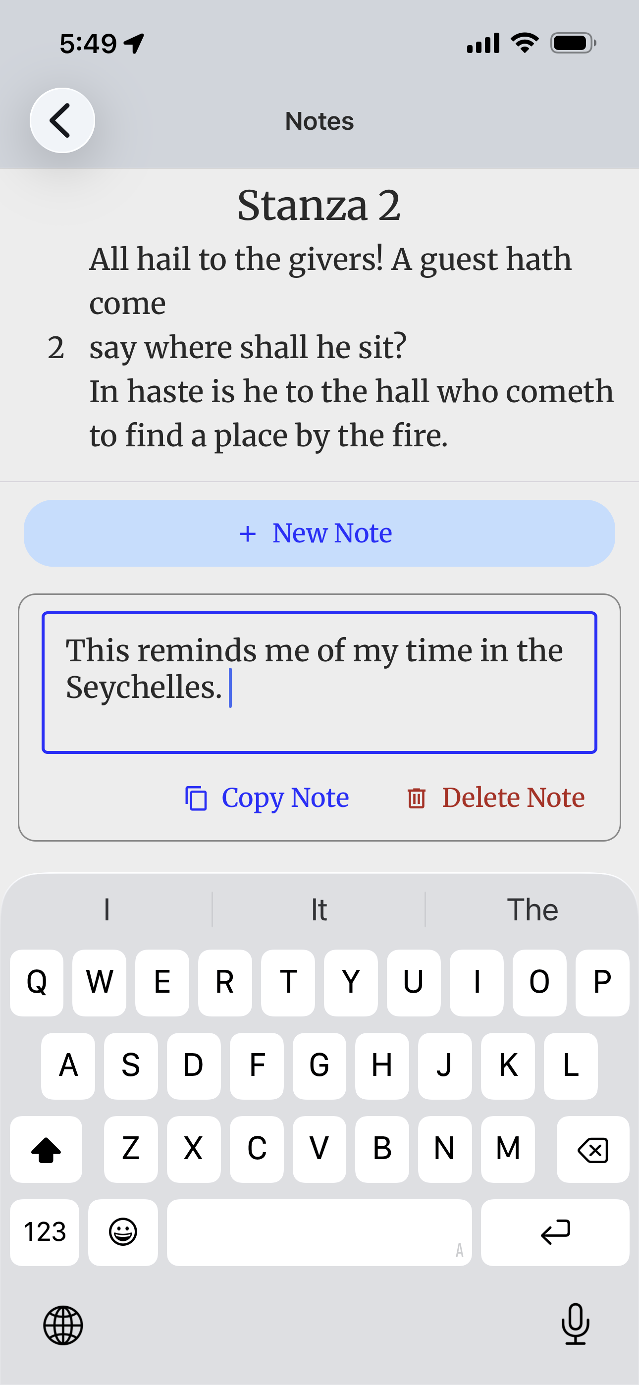 Digital Havamal notes feature.