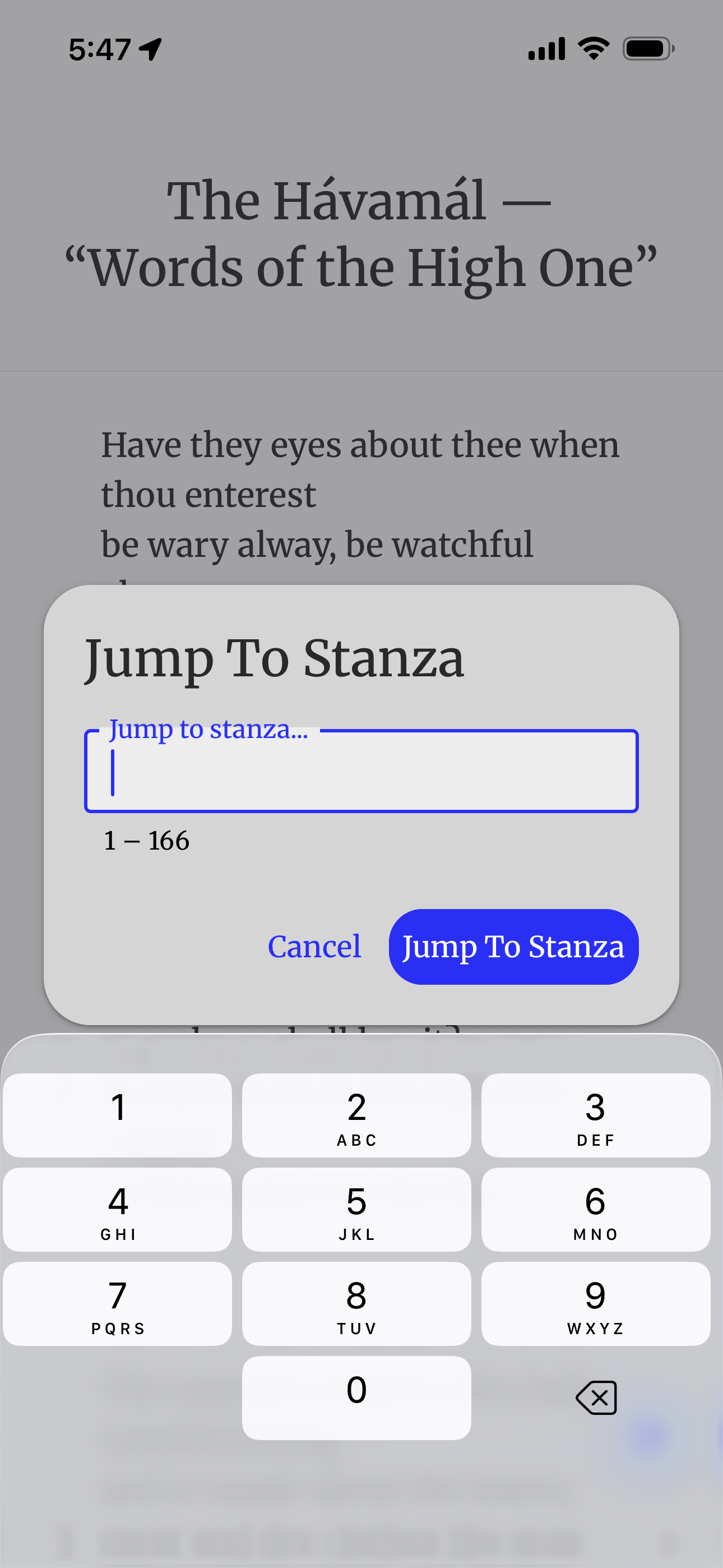 Digital Havamal jump to stanza feature