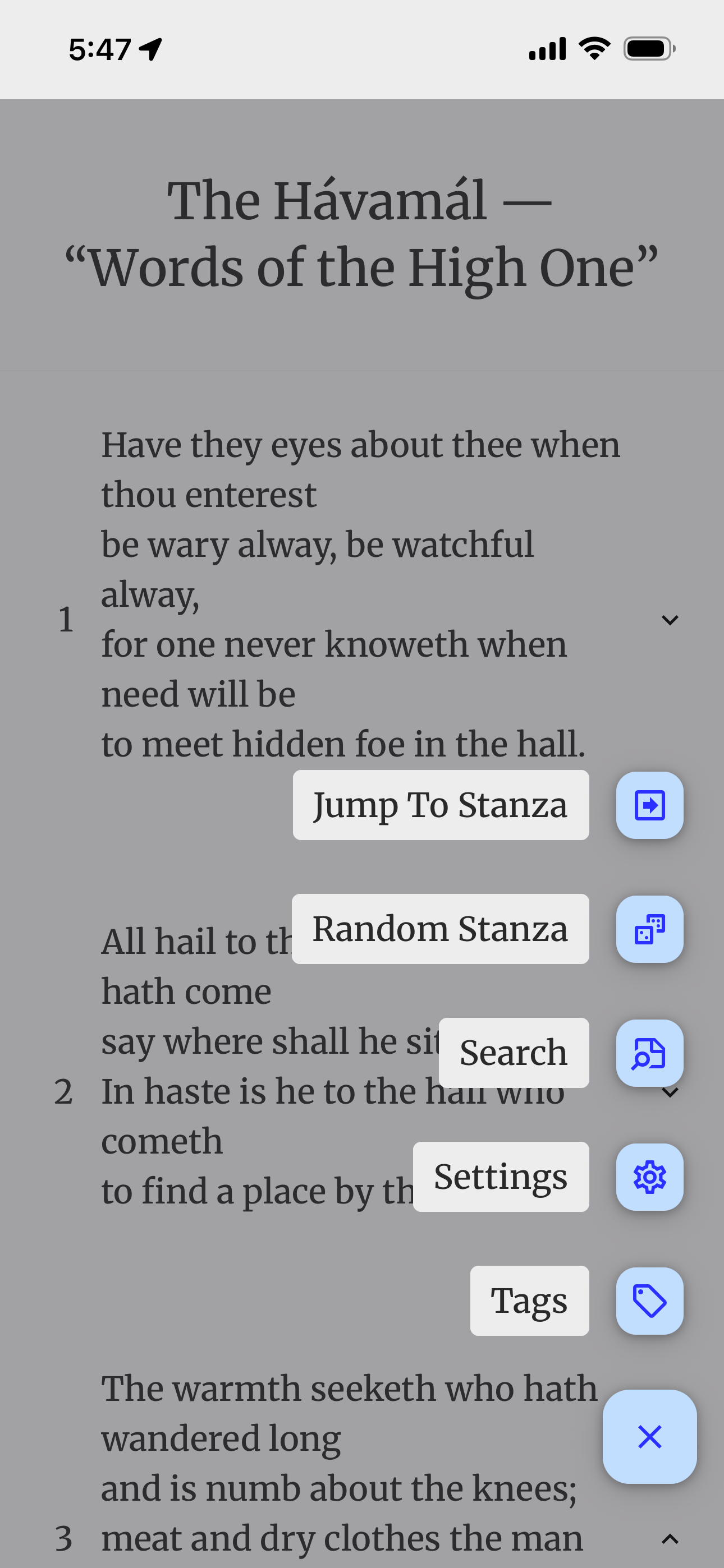 Digital Havamal floating action button menu