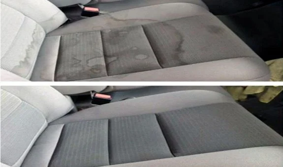 Car seat stain before and after removal