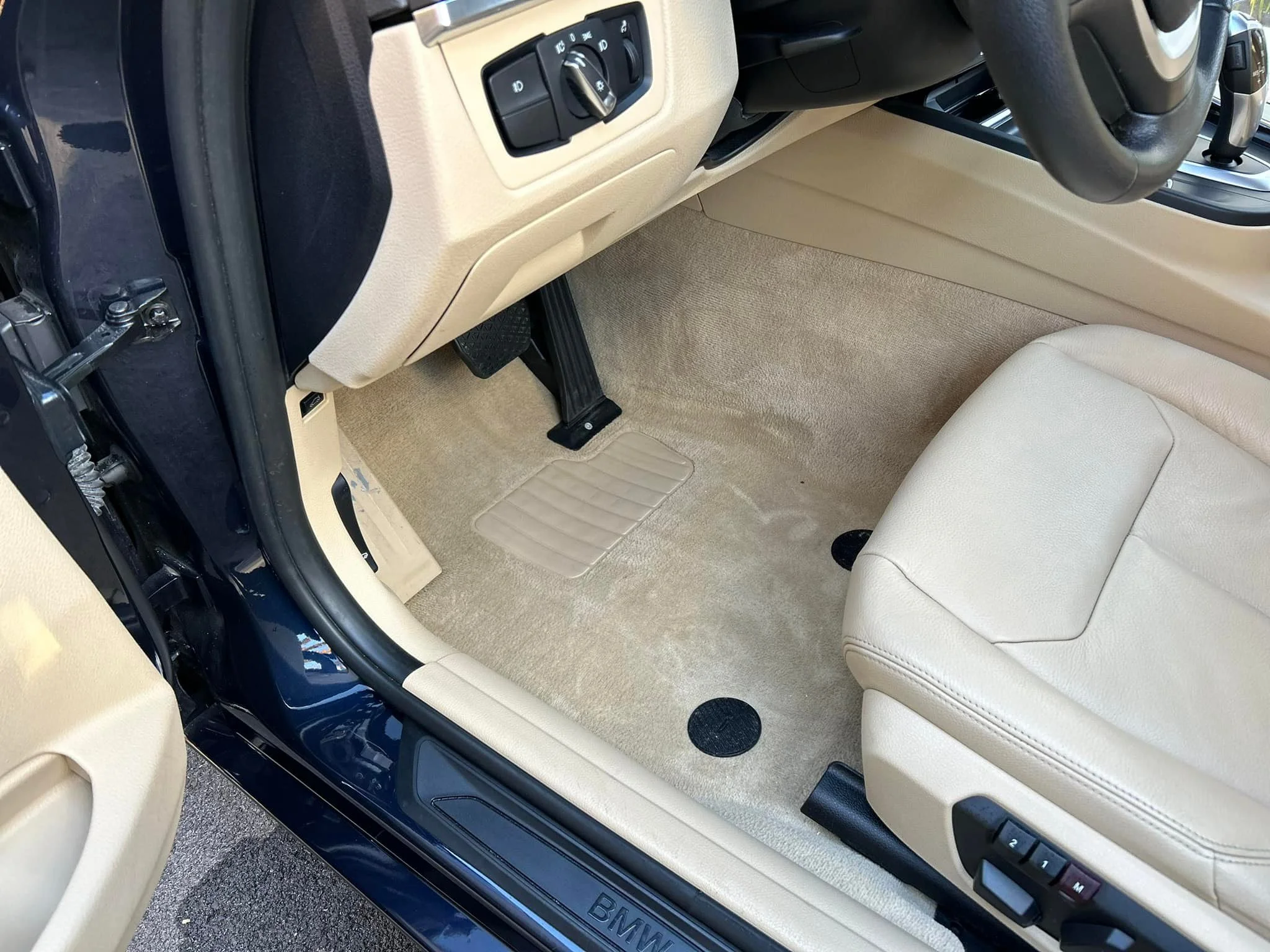 Clean restored interior carpet and footwell