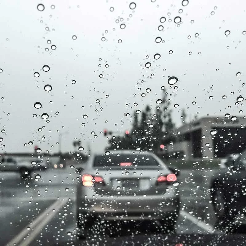 Water beading on coated windshield