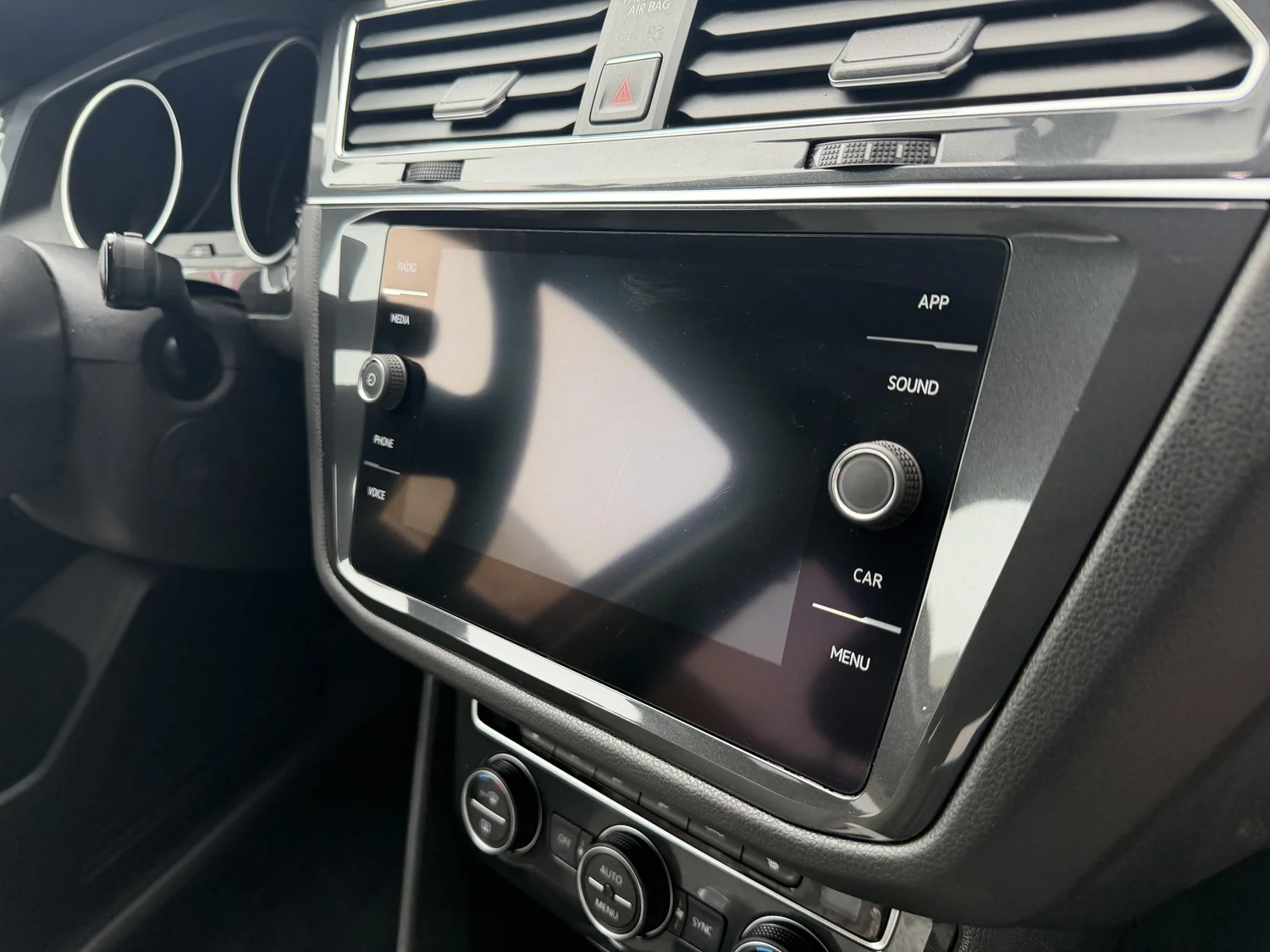 Clean infotainment screen and center console