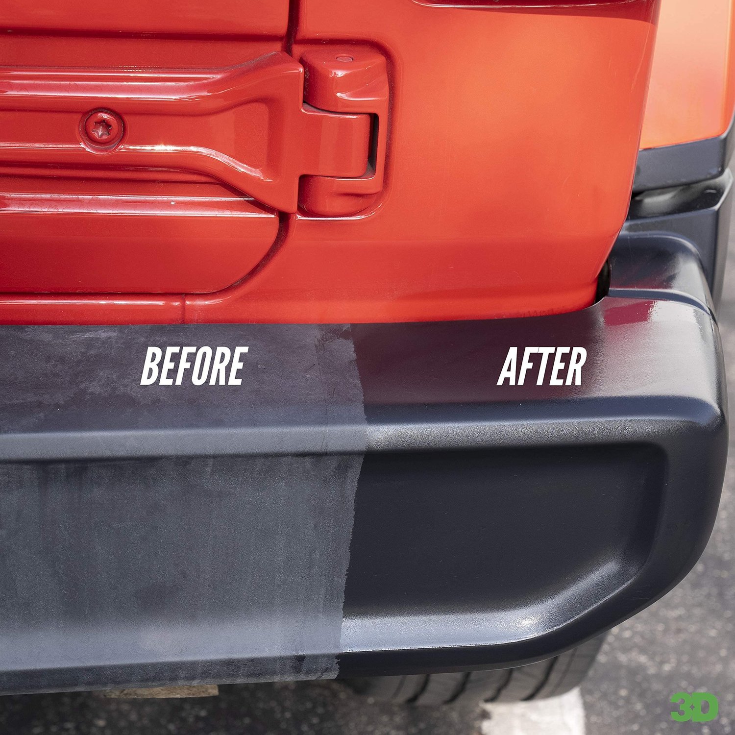 Faded vs restored exterior trim comparison