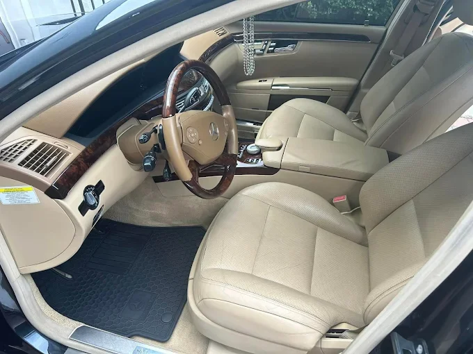 Luxury beige leather interior professionally detailed