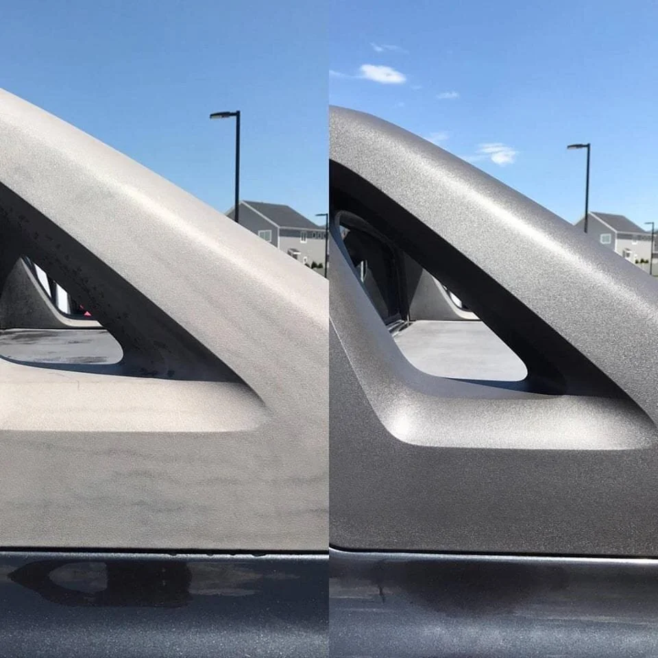 Exterior trim before and after professional restoration