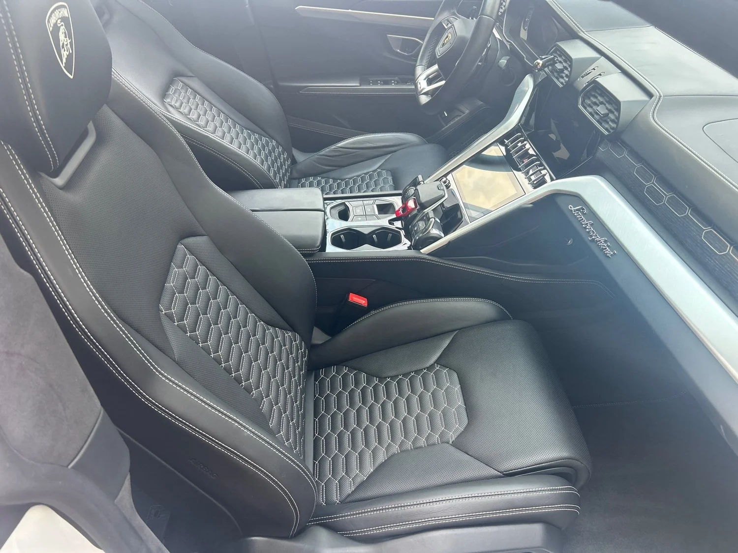 Black Lamborghini interior after Signature Interior Reset in Greenwich, CT