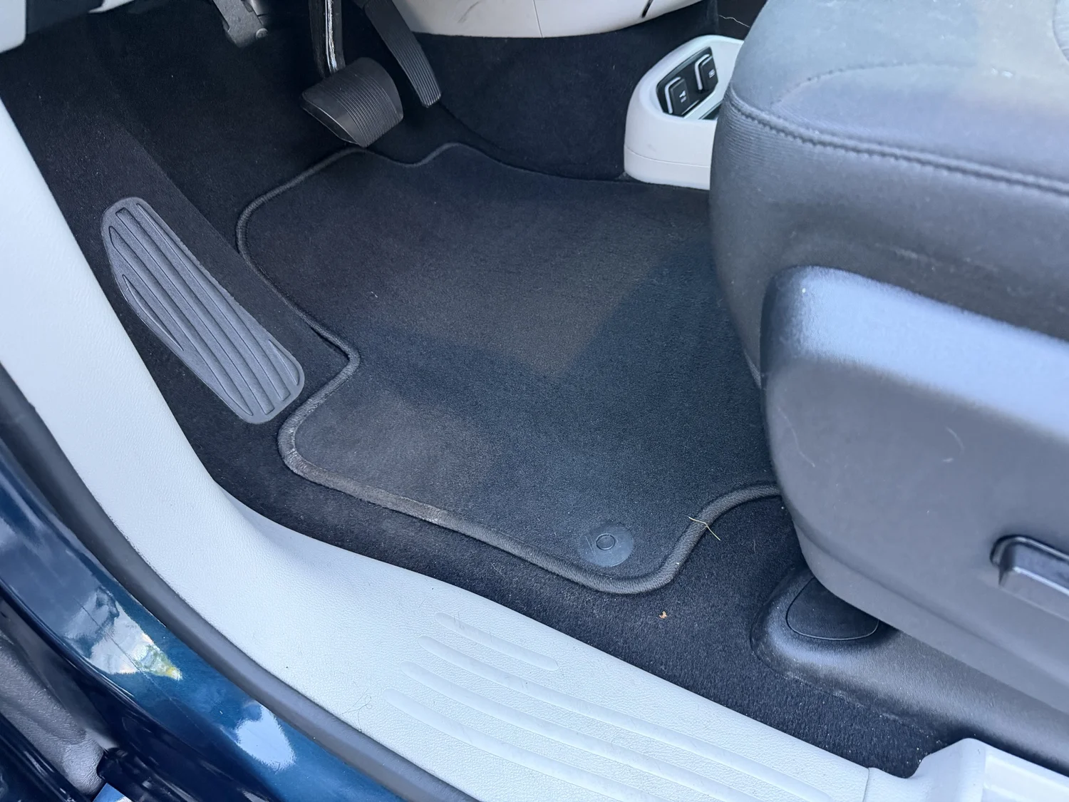 Clean driver footwell after Interior Essentials detail in New Rochelle, NY