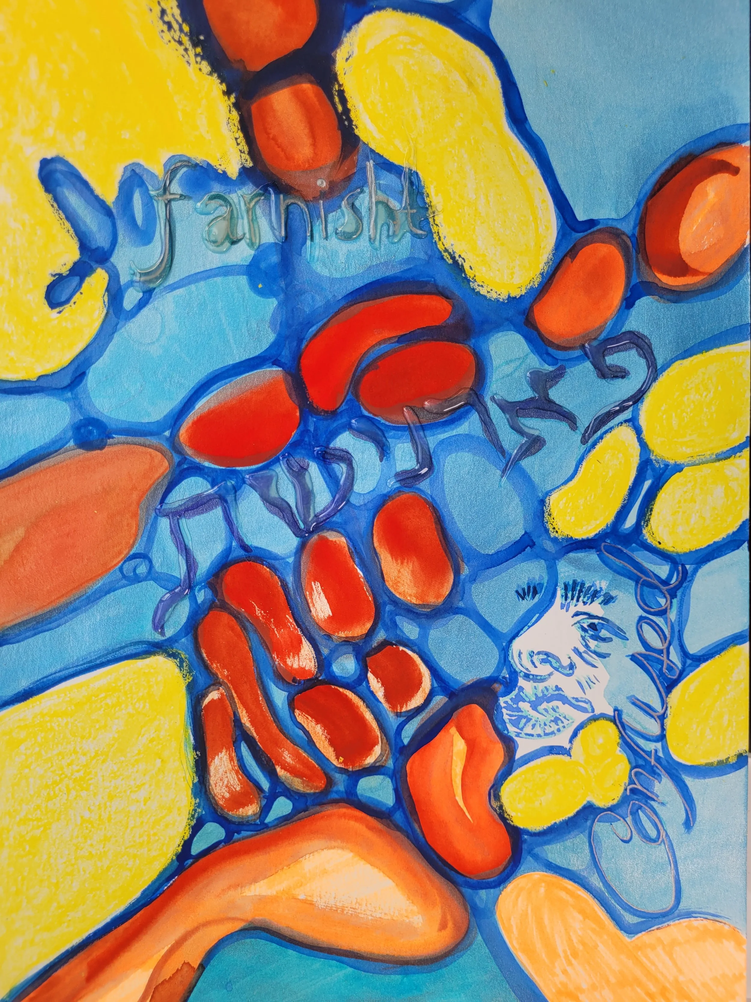 Farnisht-confused,2025
Wax, acrylic & silicon on Canson paper
9 x 6 in.