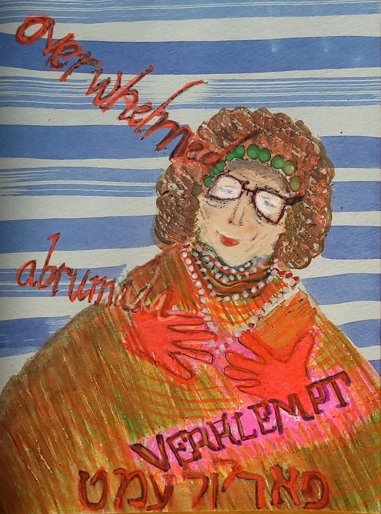 VERKLEMT-overwhelmed,2025
Wax, ink & oil crayons on Canson
9 x 6 in.