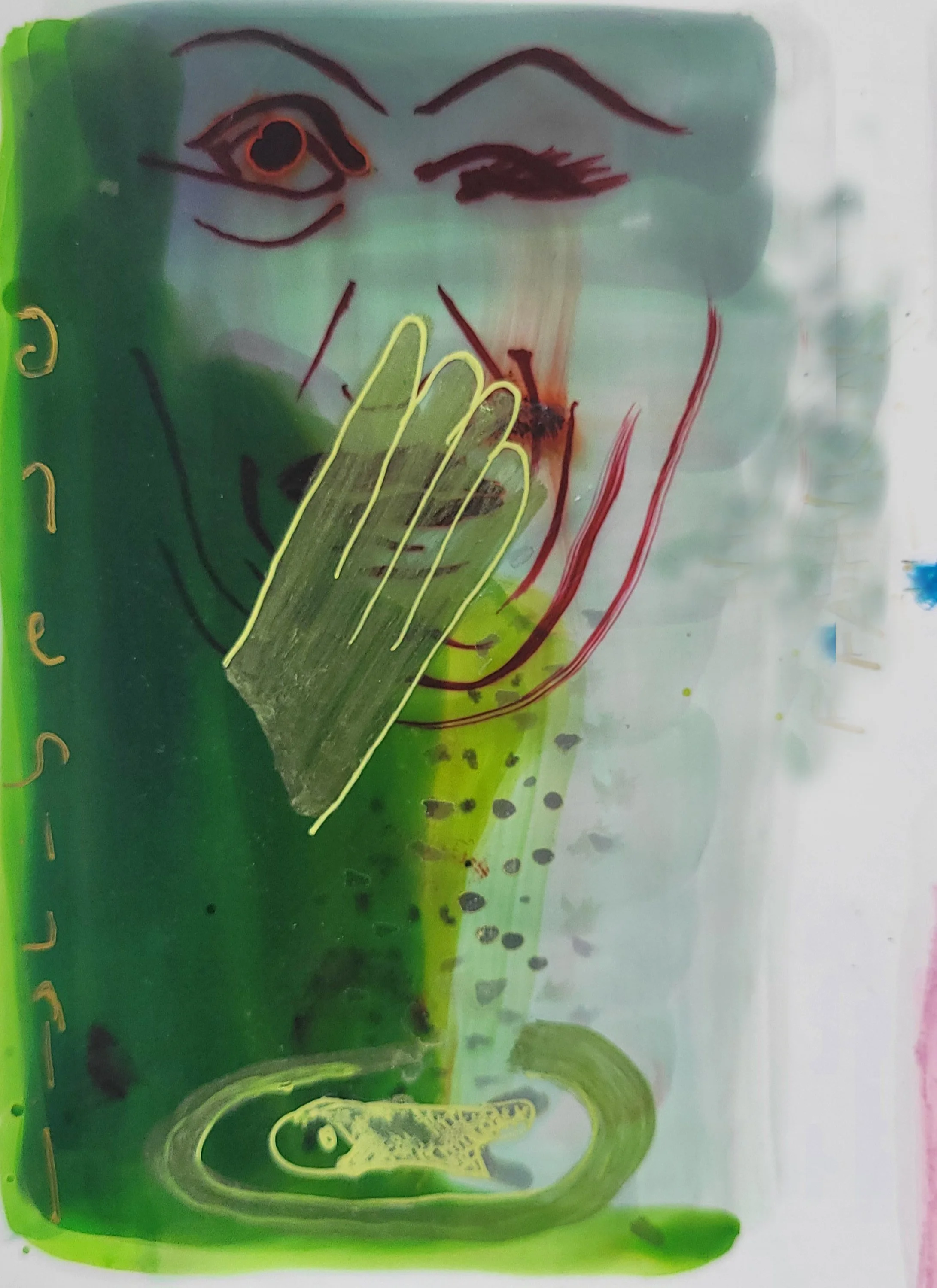 Farshtunken-stinky, 2025
Manyo Ink & acrylic on Yupo paper
19 x 13 in.