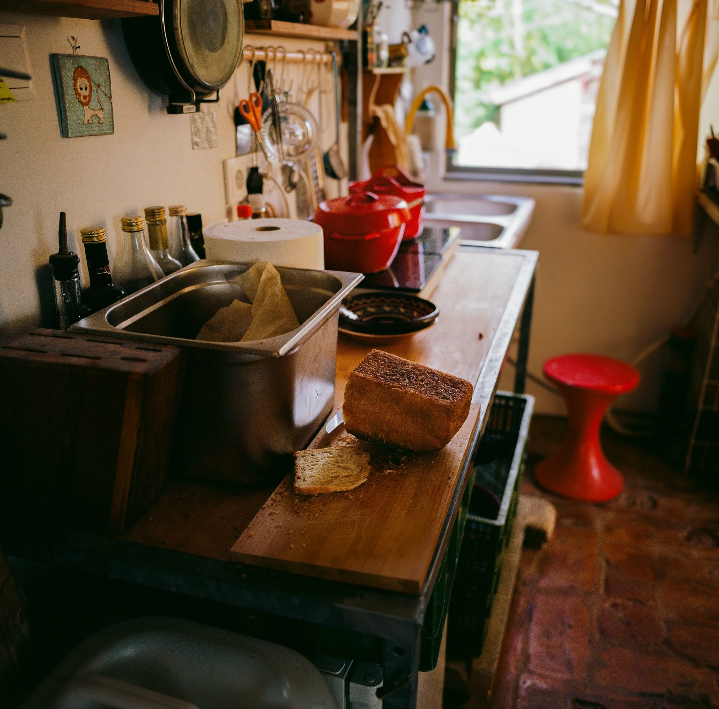 Interior of farm kitchen with warm morning light