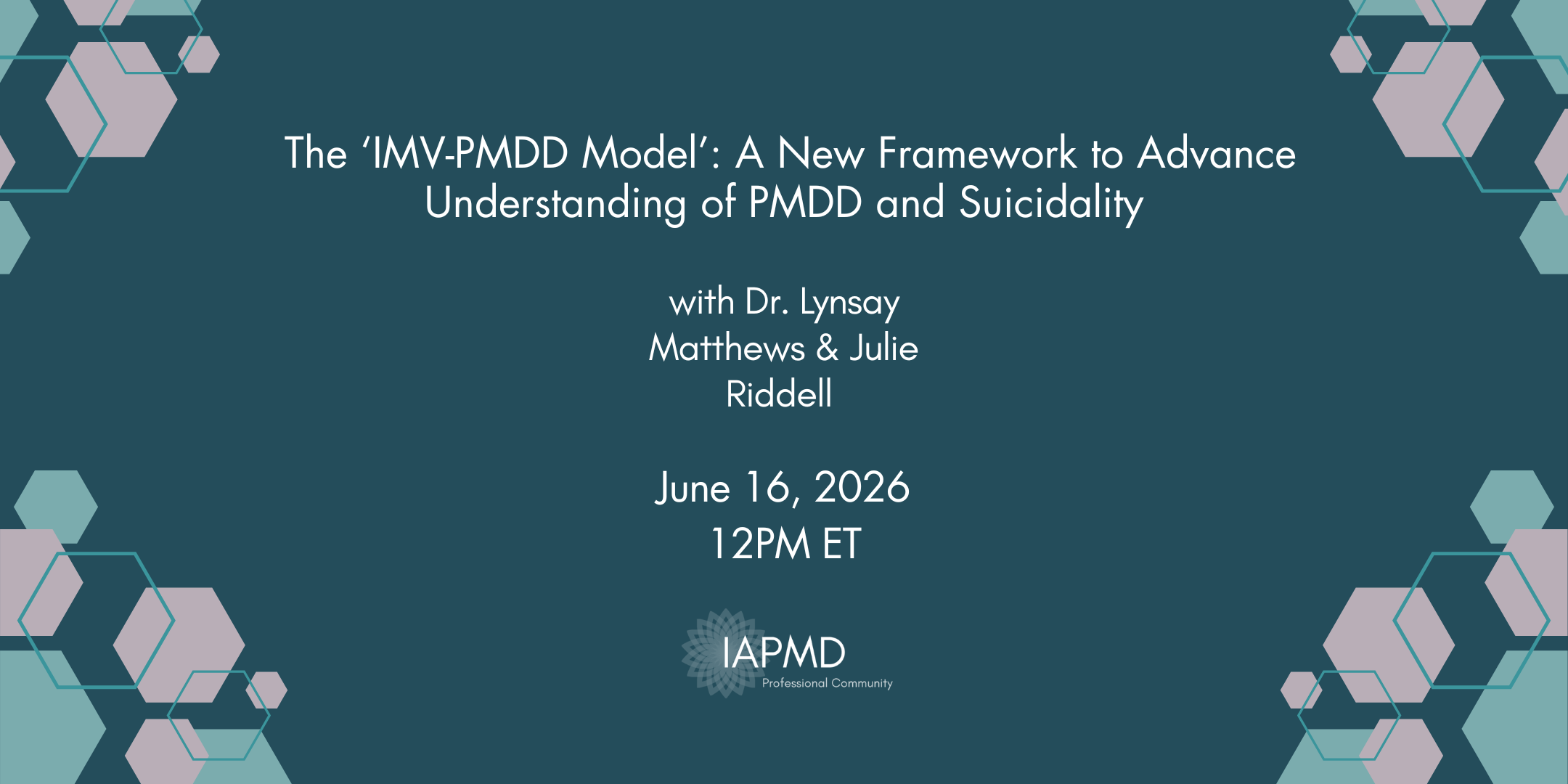 IMV-PMDD Model: Framework to Advance Understanding of PMDD & Suicidality