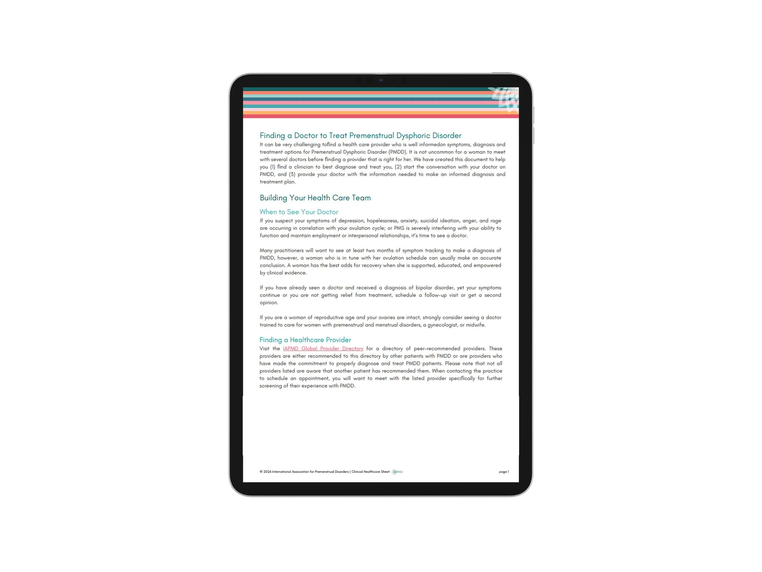 FREE IAPMD Clinical Care Sheet