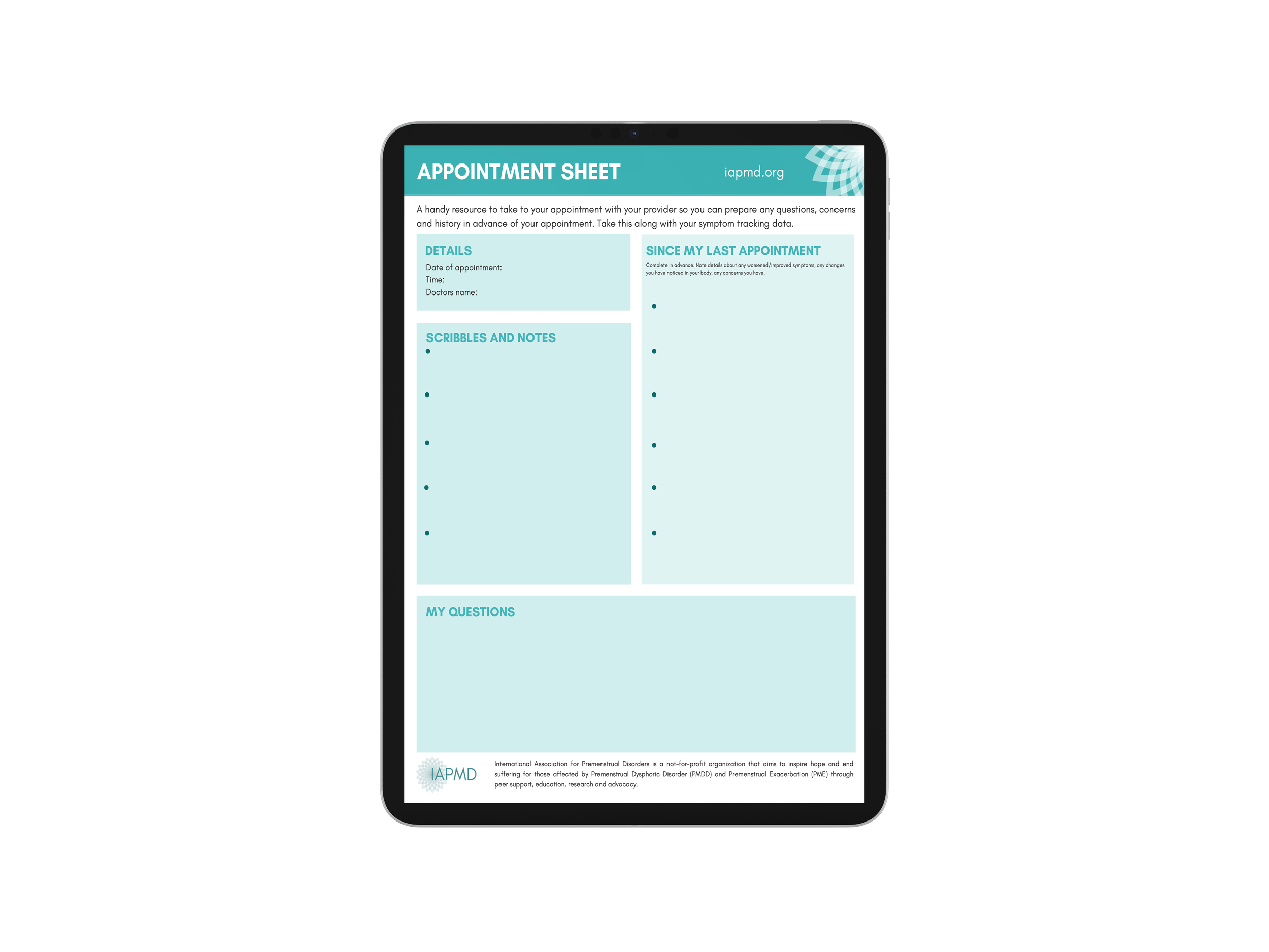 FREE IAPMD Ongoing Appointment Sheet