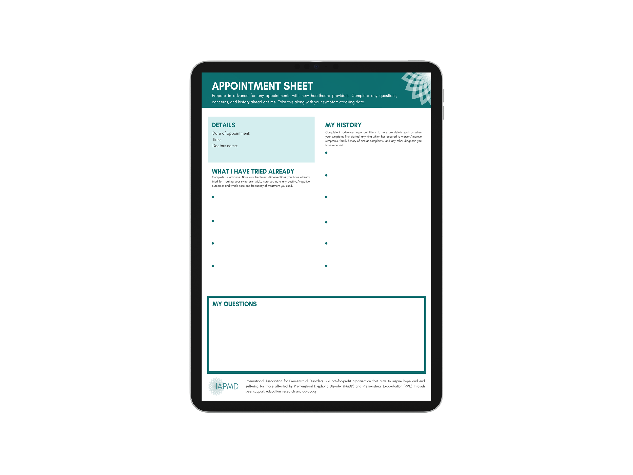 FREE IAPMD Appointment Sheet
