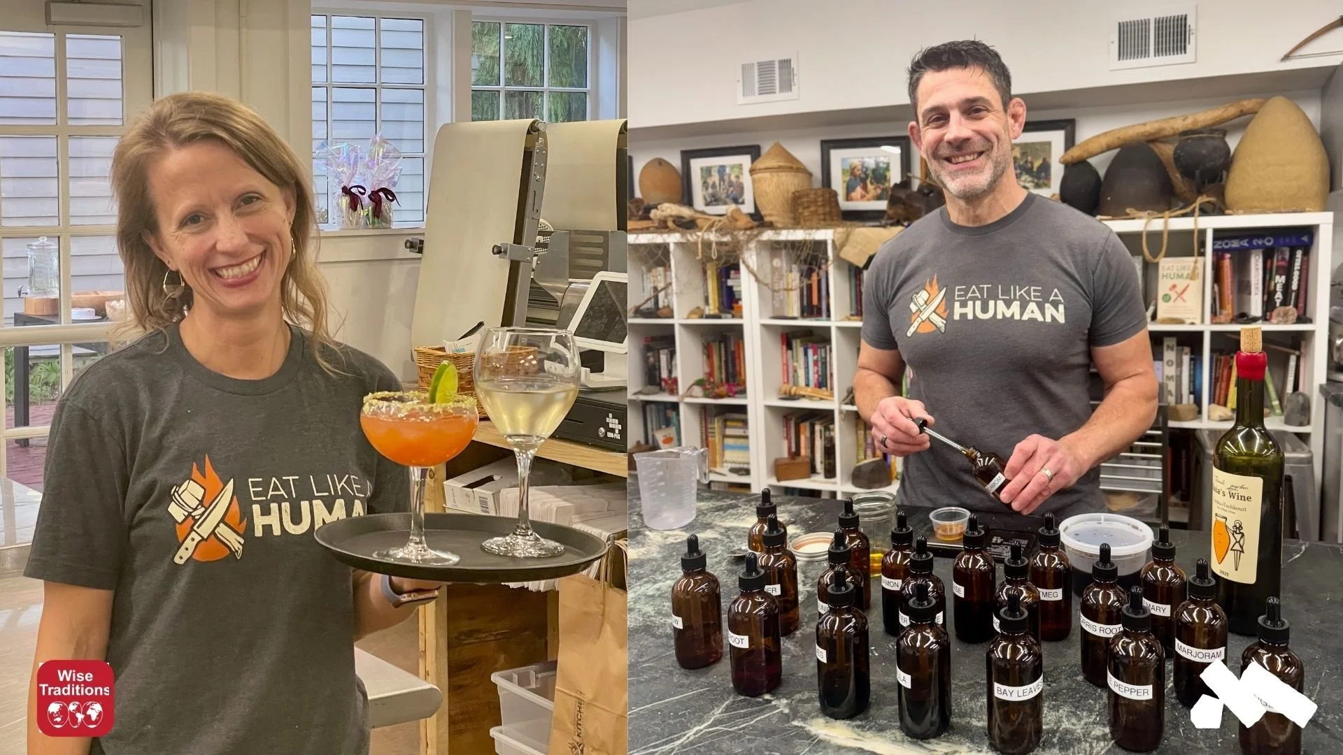 Dr. Bill with his tinctures and Christina serving up some healthy alcoholic options