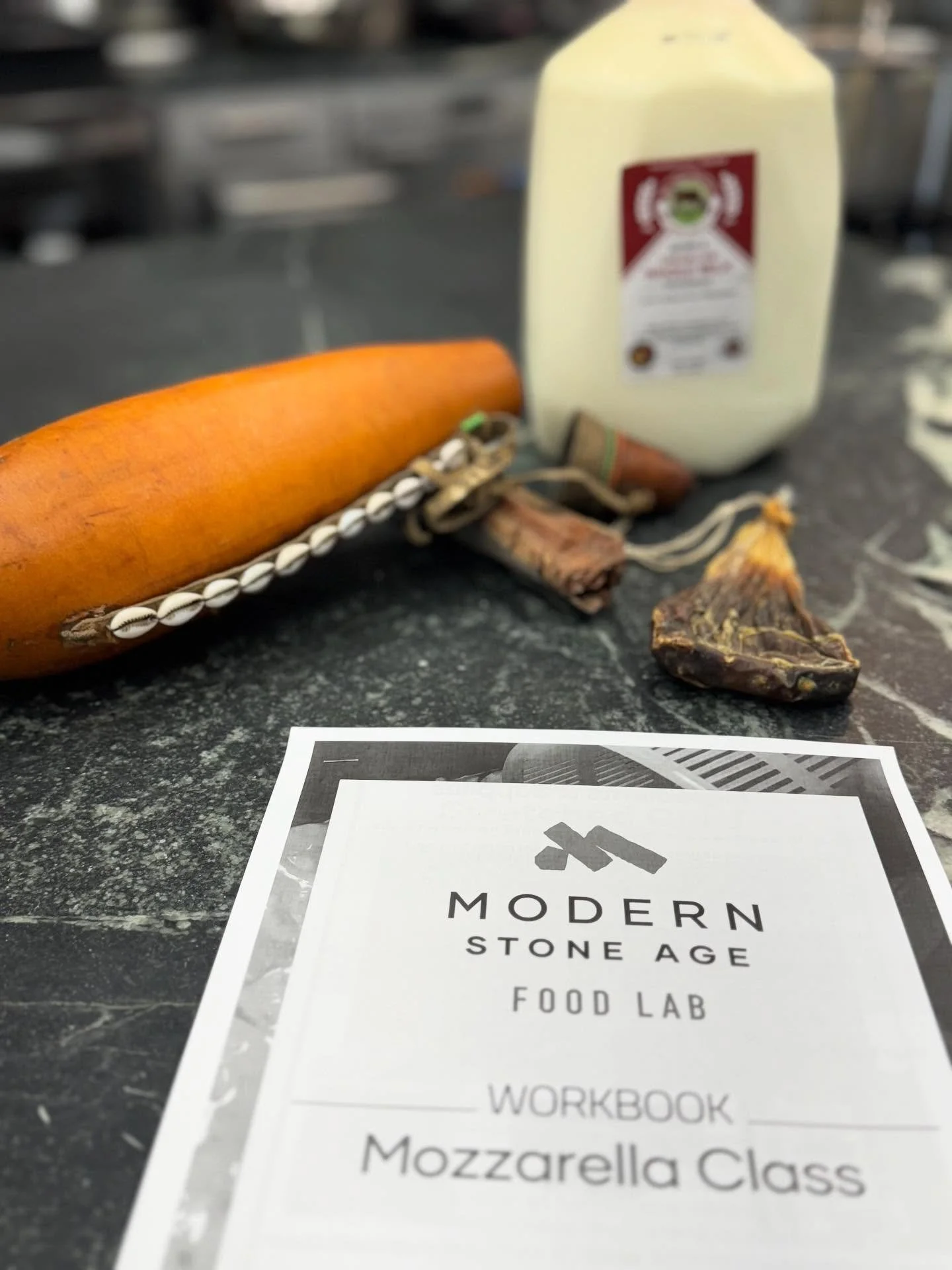 What does a gourd from Kenya, a goat stomach from Sardinia and a gallon of the best local milk have in common? They are all important components in today&rsquo;s Traditional Mozzarella class at the Modern Stone Age Food Lab where participants will le