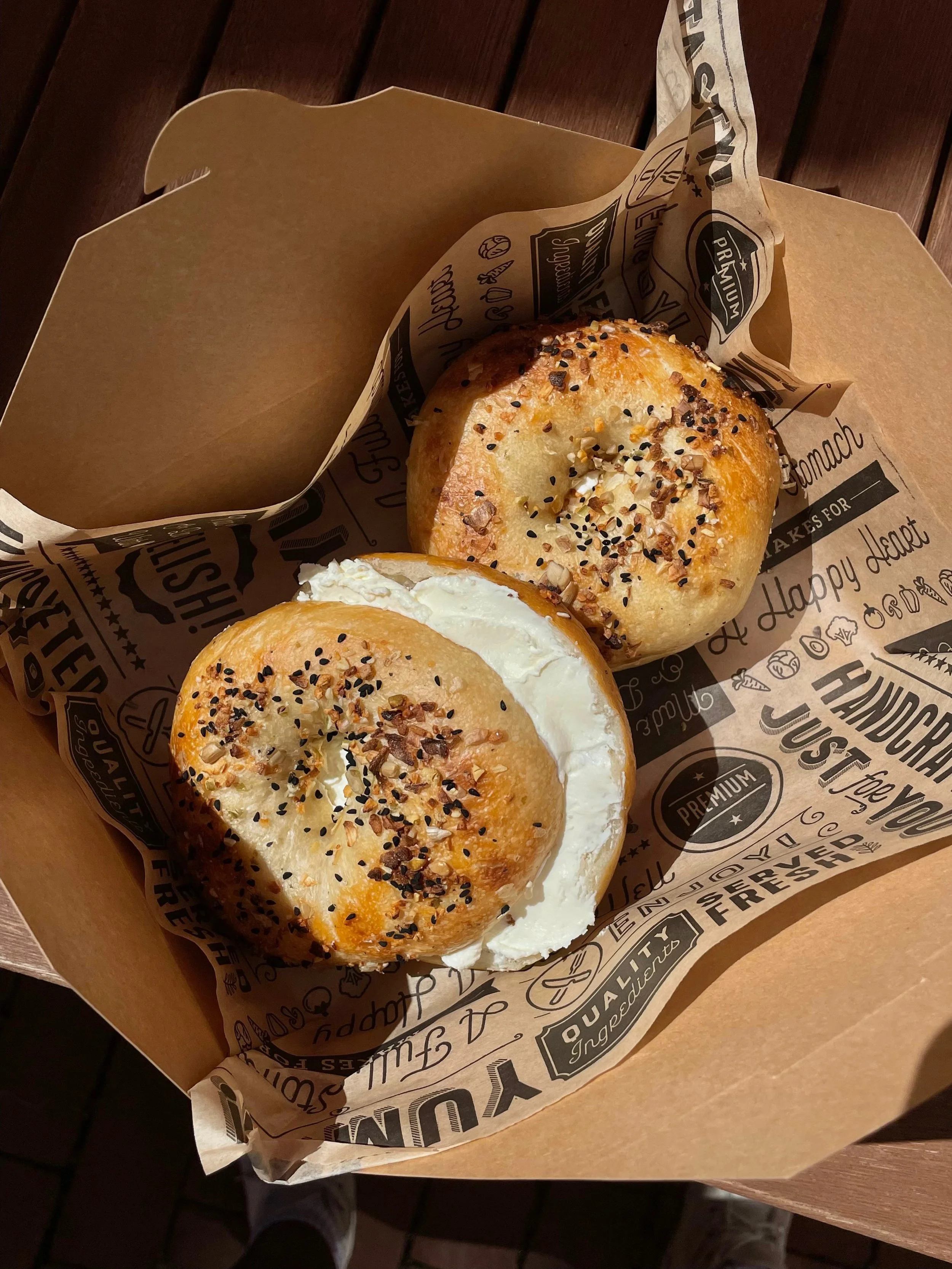 Sourdough Bagels and Cream Cheese