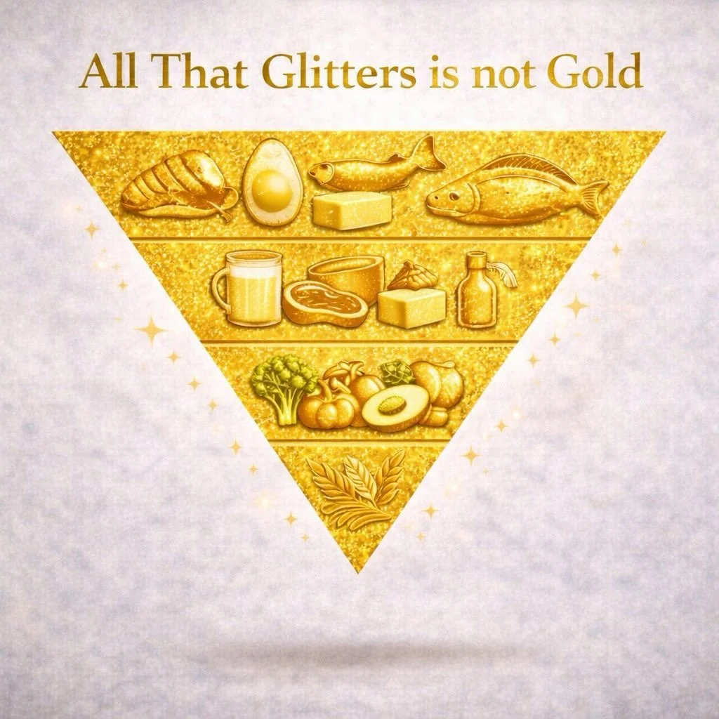 All That Glitters is not Gold: When the Picture Changes but the Rules Don&rsquo;t

Yesterday, I shared a post celebrating the newly released food pyramid. It was a busy day, and after an afternoon duck hunting with my son, Billy, I posted late withou